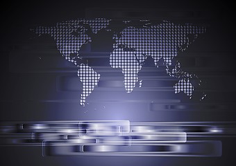 Image showing Abstract hi-tech background with world map. Vector