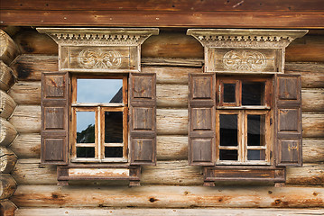 Image showing Two Windows of the old house in Russia