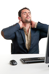 Image showing Casual Businessman With Pain In His Neck