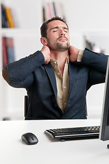 Image showing Casual Businessman With Pain In His Neck