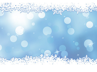 Image showing Christmas blue background with snow flakes. EPS 8