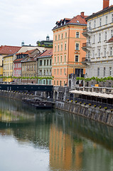 Image showing historic buildings old city  Ljubljanica River Ljubljana capital