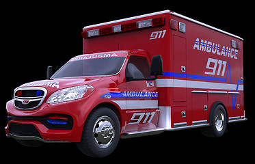 Image showing Emergency: ambulance vehicle isolated on black