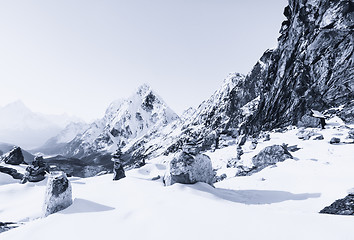 Image showing Himalaya mountains covered with snow at daybreak