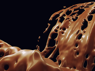 Image showing Hot chocolate or cocoa splashes flow isolated