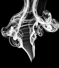 Image showing White abstract smoke or fume shape on black