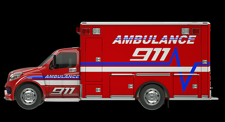 Image showing Ambulance: Side view of emergency services vehicle over black