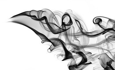 Image showing black smoke abstraction with swirls on white