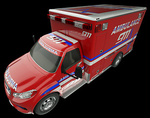 Image showing Ambulance: Top Side view of emergency services vehicle on black