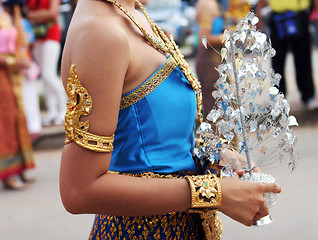 Image showing Thai female in bright traditional dress