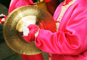 Image showing Chinese New Year celebrations - close-up of a female drummer.