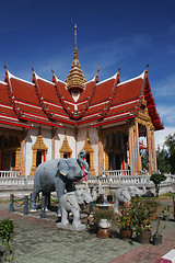 Image showing Elephant statues at Wat Chalong, Phuket, Thailand