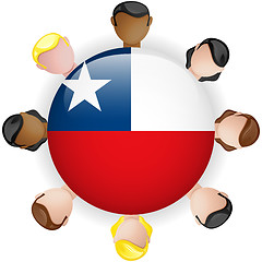 Image showing Chile Flag Button Teamwork People Group