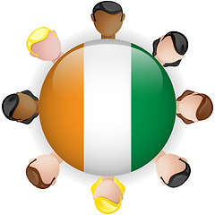 Image showing Ireland Flag Button Teamwork People Group