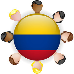 Image showing Colombia Flag Button Teamwork People Group