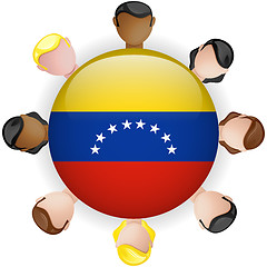 Image showing Venezuela Flag Button Teamwork People Group