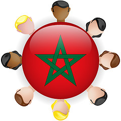 Image showing Morocco Flag Button Teamwork People Group