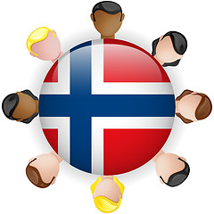 Image showing Norway Flag Button Teamwork People Group