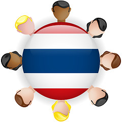 Image showing Thailand Flag Button Teamwork People Group