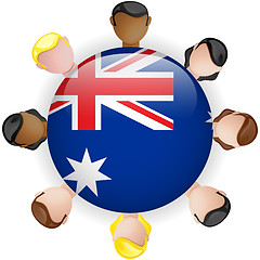 Image showing Australia Flag Button Teamwork People Group