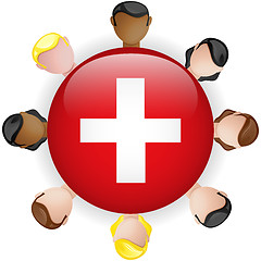 Image showing Switzerland Flag Button Teamwork People Group