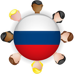 Image showing Russia Flag Button Teamwork People Group