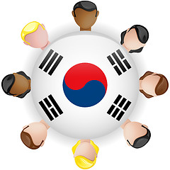 Image showing South Korea Flag Button Teamwork People Group