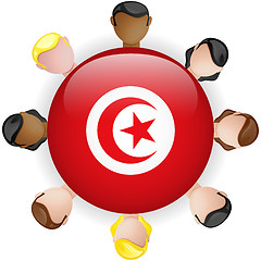 Image showing Tunisia Flag Button Teamwork People Group