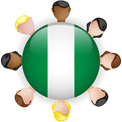 Image showing Nigeria Flag Button Teamwork People Group