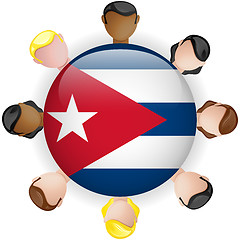 Image showing Cuba Flag Button Teamwork People Group