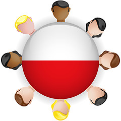 Image showing Poland Flag Button Teamwork People Group