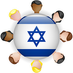 Image showing Israel Flag Button Teamwork People Group