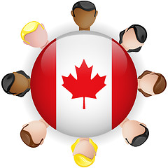 Image showing Canada Flag Button Teamwork People Group