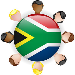 Image showing South Africa Flag Button Teamwork People Group