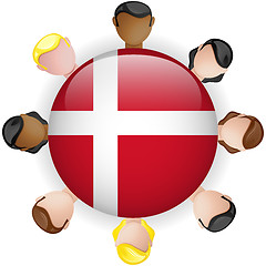 Image showing Denmark Flag Button Teamwork People Group