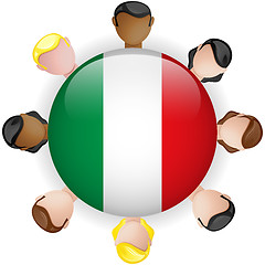 Image showing Italy Flag Button Teamwork People Group