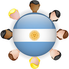 Image showing Argentina Flag Button Teamwork People Group