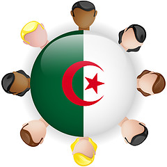 Image showing Algeria Flag Button Teamwork People Group