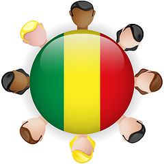 Image showing Mali Flag Button Teamwork People Group