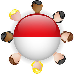 Image showing Monaco Flag Button Teamwork People Group