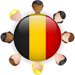 Image showing Belgium Flag Button Teamwork People Group