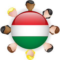 Image showing Hungary Flag Button Teamwork People Group