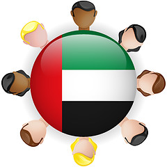 Image showing United Arab Emirates Flag Button Teamwork People Group