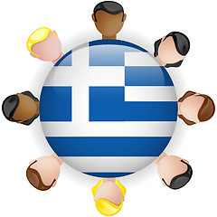 Image showing Greece Flag Button Teamwork People Group