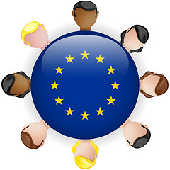 Image showing Europe Flag Button Teamwork People Group