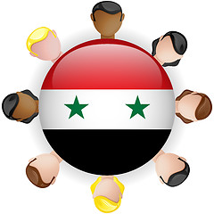 Image showing Syria Flag Button Teamwork People Group