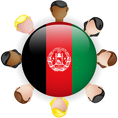 Image showing Afghanistan Flag Button Teamwork People Group