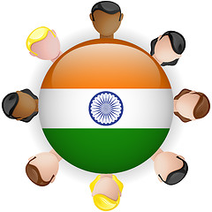 Image showing India Flag Button Teamwork People Group