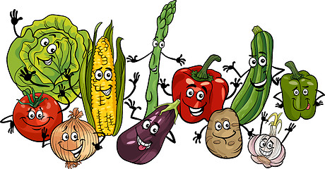 Image showing happy vegetables group cartoon illustration