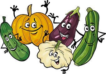 Image showing cucurbit vegetables group cartoon illustration